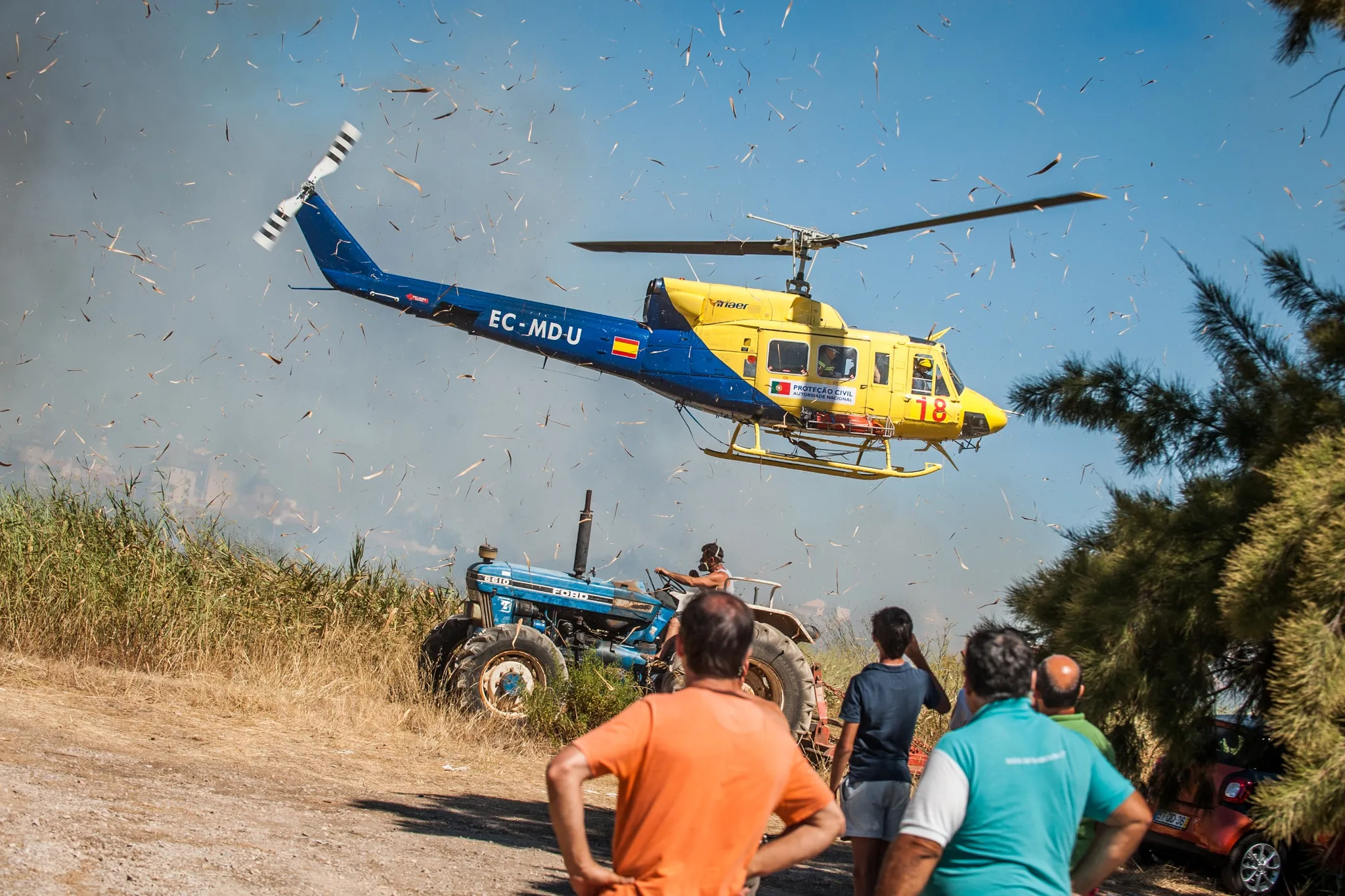 A firefighting helicopter at a fire in Vilamoura, Portugal 2015